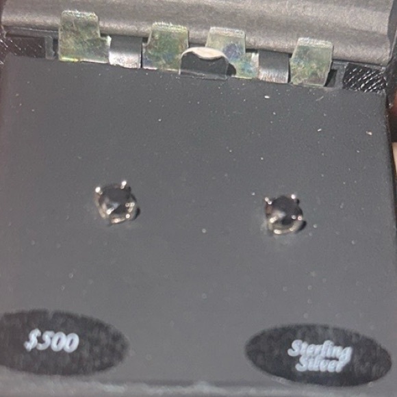 1CTW BLK DIA SS S STUD EAR (NEW IN BOX) - Picture 2 of 3